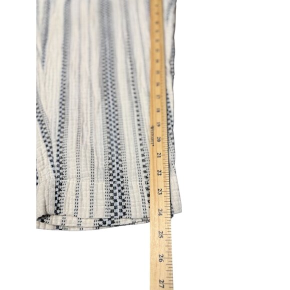 Madewell The Untailored Crop Pant Striped White blue Elastic Waist Cotton - Picture 8 of 11